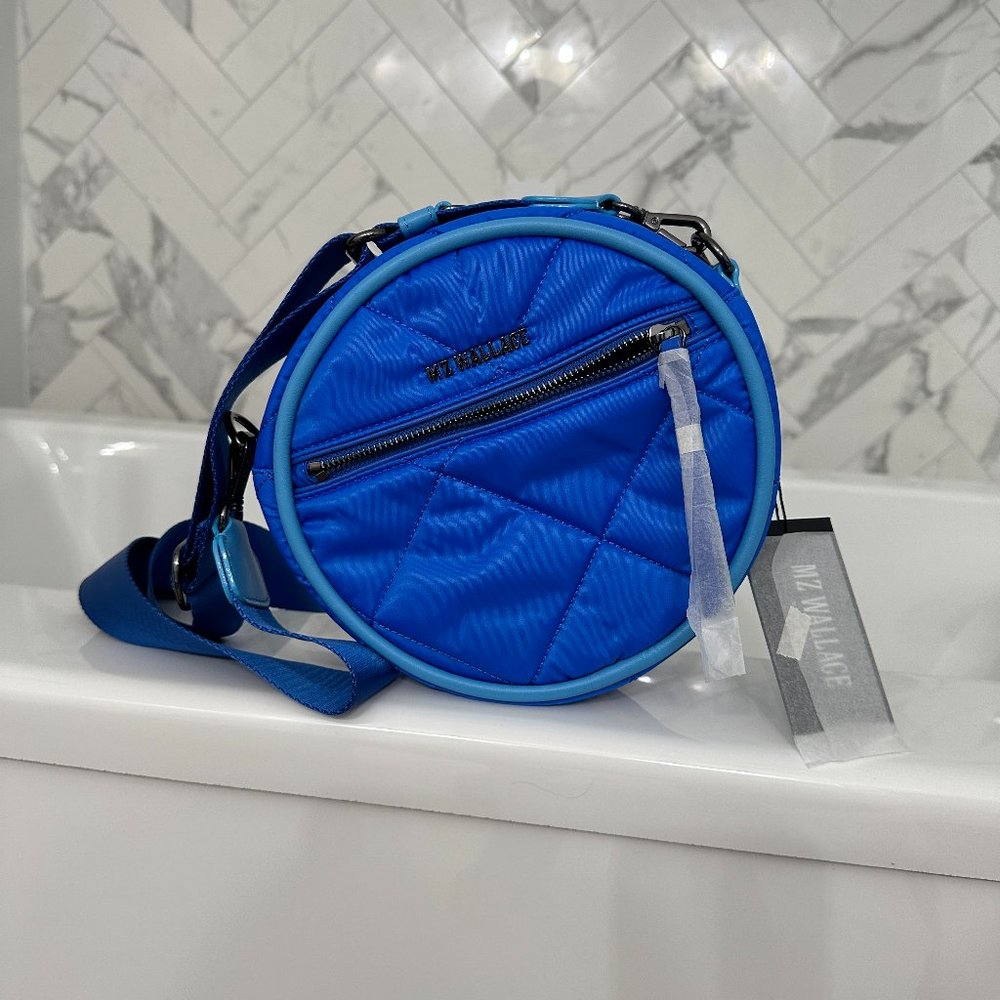 NWT MZ Wallace True Blue Quilted Tambourine Crossbody Bag